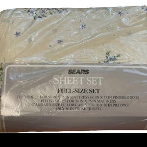🆕Sears Full-Size Sheet Set beige with Purple Floral cottage core 1980s‎ double